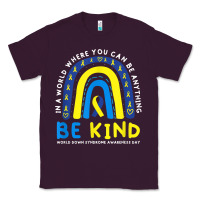 Plum be kind down syndrome awareness blue ribbon rainbow march 21 t shirt Classic Tee - linhVisuals
