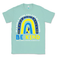 Seafoam be kind down syndrome awareness blue ribbon rainbow march 21 t shirt Classic Tee - linhVisuals