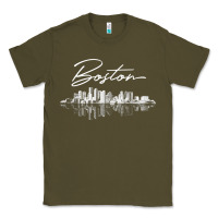 Army Green boston skyline t shirt for women, men, girls & boys Classic Tee - linhVisuals