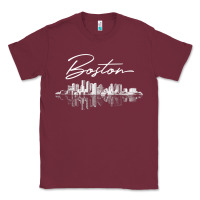 Burgundy boston skyline t shirt for women, men, girls & boys Classic Tee - linhVisuals