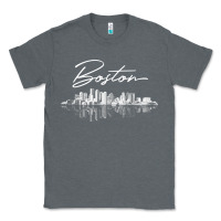 Charcoal Heather boston skyline t shirt for women, men, girls & boys Classic Tee - linhVisuals