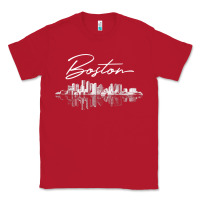 Red boston skyline t shirt for women, men, girls & boys Classic Tee - linhVisuals