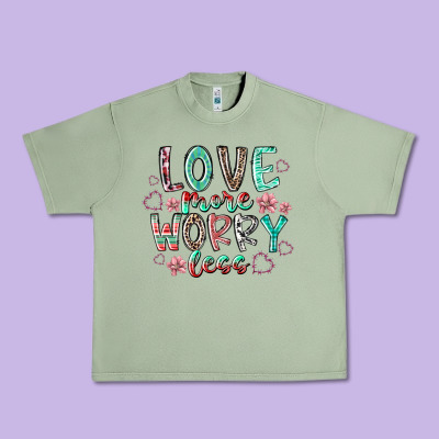 Love More Worry Less Urban Heavy Tee Designed By Racoondesign