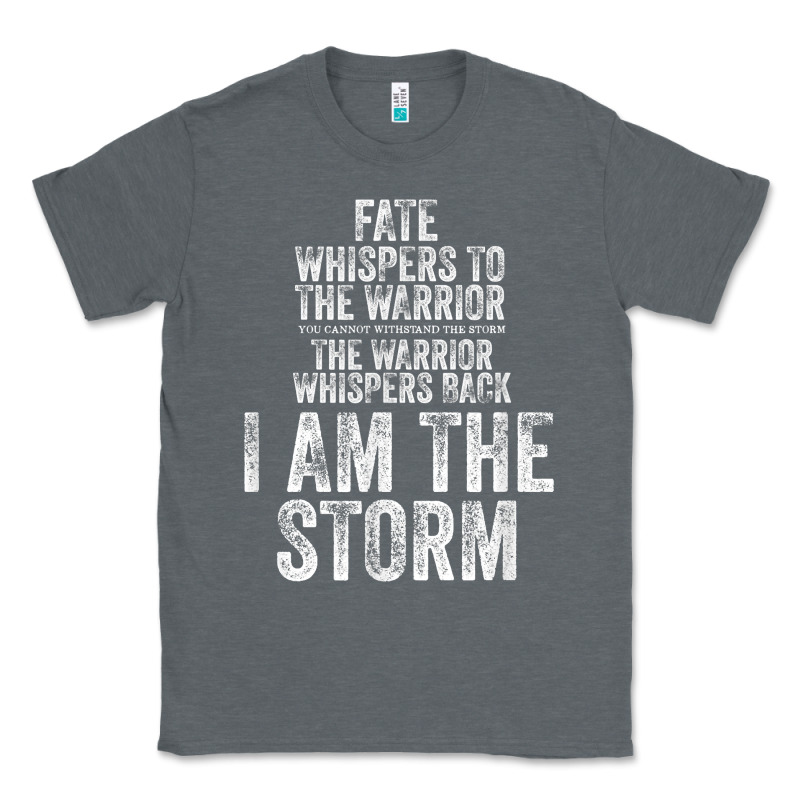 Fate Whispers To Warrior I Am The Storm Quote Gritty Fighter T Shirt Classic Tee by linhVisuals | Teevron