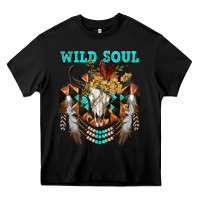 Black Wild Soul Bull Skull Heavy Core Tee - FaDigitalArtStudio