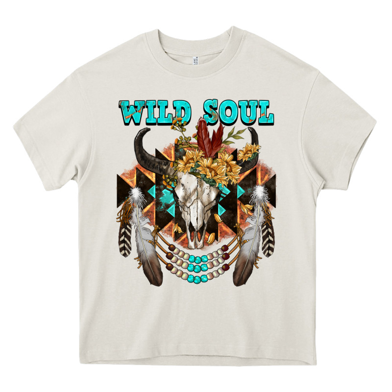 Wild Soul Bull Skull Heavy Core Tee by FaDigitalArtStudio | Teevron