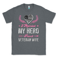 Charcoal Heather i married my hero proud veteran wife usa military husband t shirt Classic Tee - linhVisuals