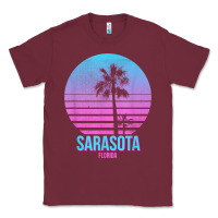 Burgundy sarasota florida vintage retro palm tree t shirt Classic Tee - linhVisuals