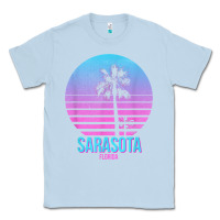 Dusty Blue sarasota florida vintage retro palm tree t shirt Classic Tee - linhVisuals