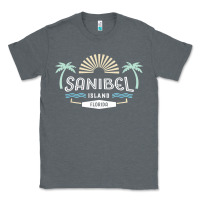 Charcoal Heather sanibel island retro style florida t shirt Classic Tee - linhVisuals