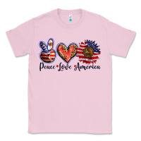 Bubblegum Pink peace love america Classic Tee - BarkalooDesign