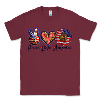 Burgundy peace love america Classic Tee - BarkalooDesign