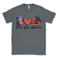 Charcoal Heather peace love america Classic Tee - BarkalooDesign