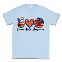 Dusty Blue peace love america Classic Tee - BarkalooDesign