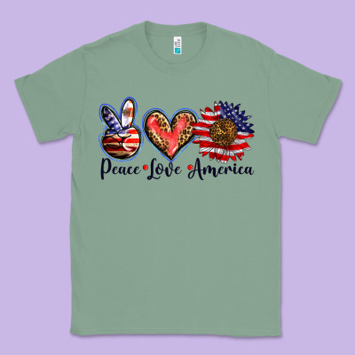 Peace Love America Classic Tee Designed By Barkaloodesign