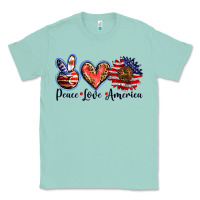 Seafoam peace love america Classic Tee - BarkalooDesign