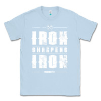 Dusty Blue iron sharpens iron proverbs christian bible verse religious pullover h Classic Tee - linhVisuals
