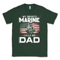 My Favorite Marine Calls Me Dad T  Shirt Father's Day Flag My Favorite Classic Tee | Teevron