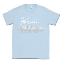 Dusty Blue boston skyline t shirt for women, men, girls & boys Classic Tee - linhVisuals