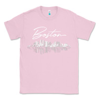 Bubblegum Pink boston skyline t shirt for women, men, girls & boys Classic Tee - linhVisuals