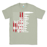 Matcha all faster than dialing 911 american flag gun lover for men t shirt Classic Tee - linhVisuals