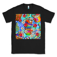 Black hippie coffee cups and flowers and peace seamless pattern bbs Classic Tee - BundleAndBundleShop
