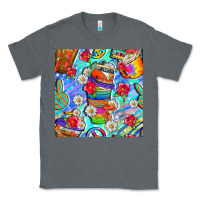 Charcoal Heather hippie coffee cups and flowers and peace seamless pattern bbs Classic Tee - BundleAndBundleShop