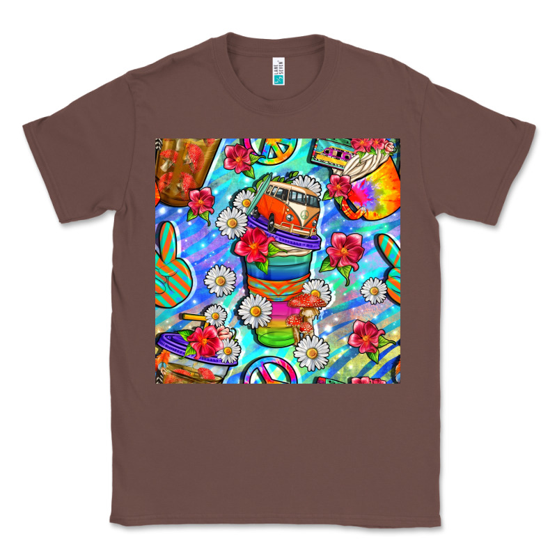 Hippie Coffee Cups And Flowers And Peace Seamless Pattern Bbs Classic Tee by BundleAndBundleShop | Teevron