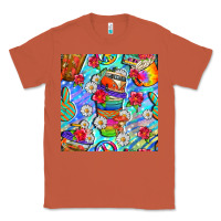 Copper hippie coffee cups and flowers and peace seamless pattern bbs Classic Tee - BundleAndBundleShop