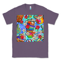 Lavender hippie coffee cups and flowers and peace seamless pattern bbs Classic Tee - BundleAndBundleShop