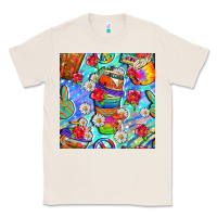 Natural hippie coffee cups and flowers and peace seamless pattern bbs Classic Tee - BundleAndBundleShop