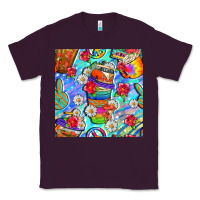 Plum hippie coffee cups and flowers and peace seamless pattern bbs Classic Tee - BundleAndBundleShop
