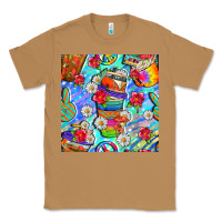 Toasted Coconut hippie coffee cups and flowers and peace seamless pattern bbs Classic Tee - BundleAndBundleShop