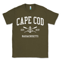 Army Green cape cod ma vintage crossed oars & boat anchor sports sweatshirt Classic Tee - linhVisuals
