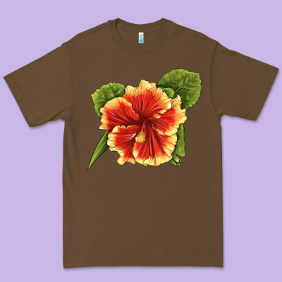 Hawaiian Hibiscus Flower Illustrations Premium Tee Designed By Lillyallendesigns