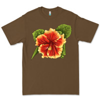 Cacao Hawaiian Hibiscus Flower Illustrations Premium Tee - LillyAllenDesigns