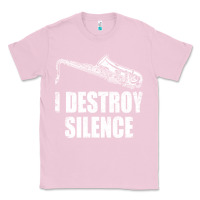 Bubblegum Pink Saxophone I Destroy Silence Saxophonist | For Musicians Classic Tee - linhVisuals