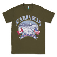 Army Green americana niagara falls scene canada america flags sweatshirt Classic Tee - linhVisuals