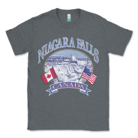 Charcoal Heather americana niagara falls scene canada america flags sweatshirt Classic Tee - linhVisuals