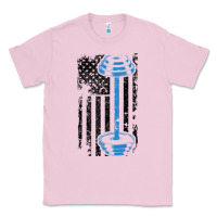 Bubblegum Pink american flag gym and fitness  weight lifting gift t shirt Classic Tee - linhVisuals