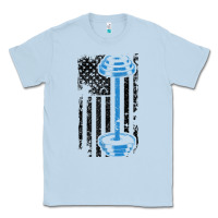 Dusty Blue american flag gym and fitness  weight lifting gift t shirt Classic Tee - linhVisuals