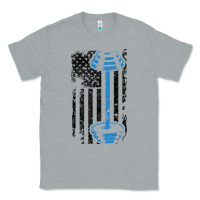 Heather Grey american flag gym and fitness  weight lifting gift t shirt Classic Tee - linhVisuals