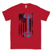 Red american flag gym and fitness  weight lifting gift t shirt Classic Tee - linhVisuals