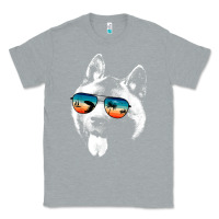 Heather Grey american akita shirts with glasses sunglasses retro style t shirt Classic Tee - linhVisuals