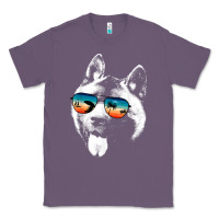 Lavender american akita shirts with glasses sunglasses retro style t shirt Classic Tee - linhVisuals