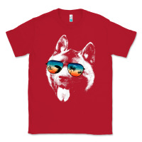 Red american akita shirts with glasses sunglasses retro style t shirt Classic Tee - linhVisuals
