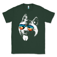 Sports Green american akita shirts with glasses sunglasses retro style t shirt Classic Tee - linhVisuals