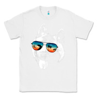 White american akita shirts with glasses sunglasses retro style t shirt Classic Tee - linhVisuals