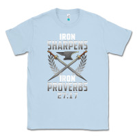 Dusty Blue iron sharpens iron quote proverbs 2717 christian cool gift t shirt Classic Tee - linhVisuals