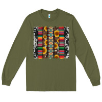 Army Green cowhıde aztec serape wıth leopard and sunflowers brushstroke Long Sleeve Tee - Artiststas
